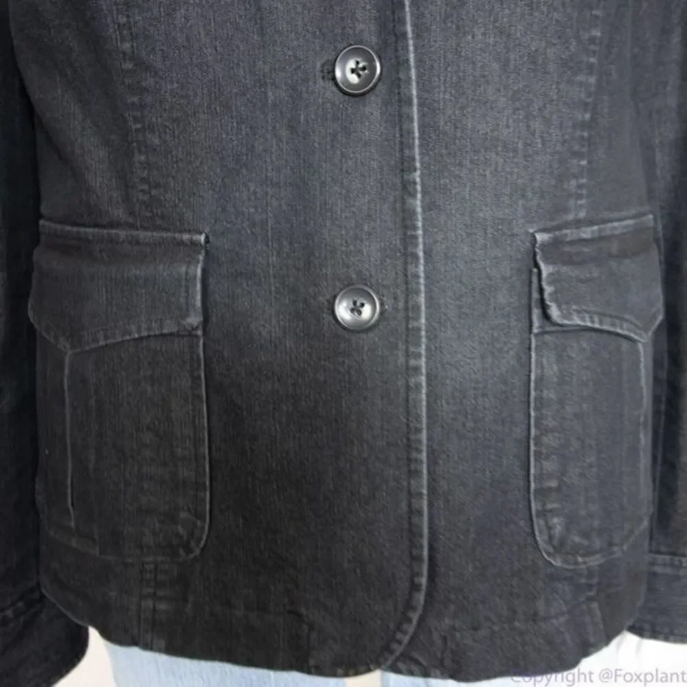 NWOT Attention women's black jean jacket‎ with epaulette, size 14